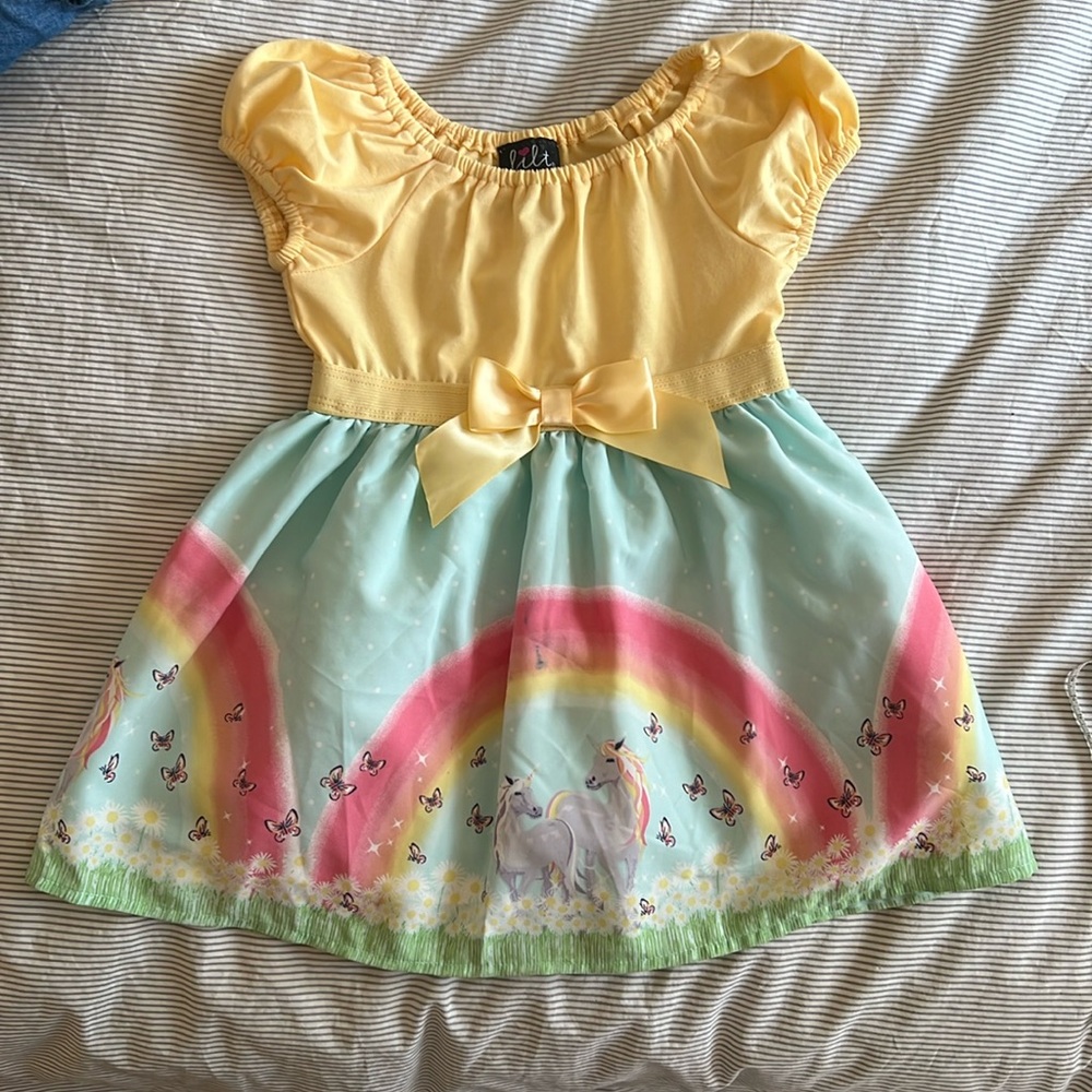 BOGO Lilt rainbow unicorn dress with petty skirt 3T